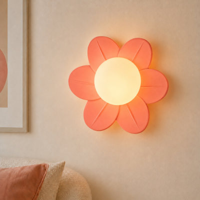 Daisy 1-Light Modern  Pink Flower Wall Sconce for Nursery/Bedroom