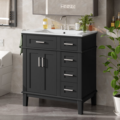 30" Single Bathroom Vanity With Ceramic Top