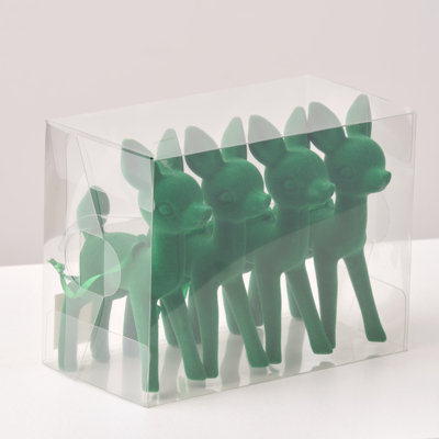 Ornements de Noël vert en velours de cerf rétro - boîte de 4