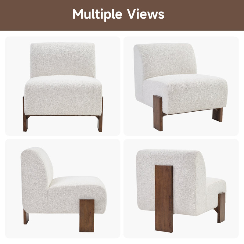 29.1" Wide Contemporary Upholstered  Armless Slipper Chair With Solid Wood Legs
