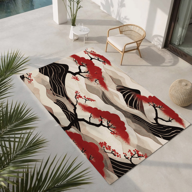 Tapis intérieur et extérieur Windblown Blossom, Rectangle 1 pi 6 po x 2 pi 6 po