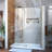 Unidoor 57" W x 72" H Hinged Frameless Shower Door and Fixed Panel with ClearMax Glass Treatment-121912470