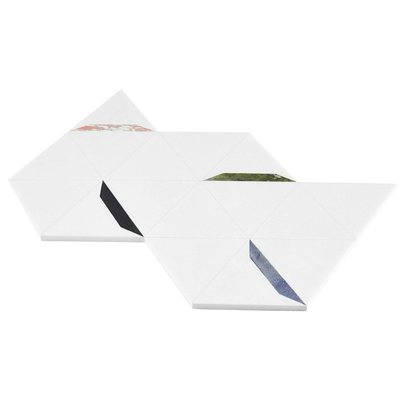 Tres Polished Marble Mosaic Tile, Thassos Gem