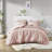 Premium Blush Microfiber Bedding Sets, Diamond Quilted Comforter With Ruffled Edge For Home