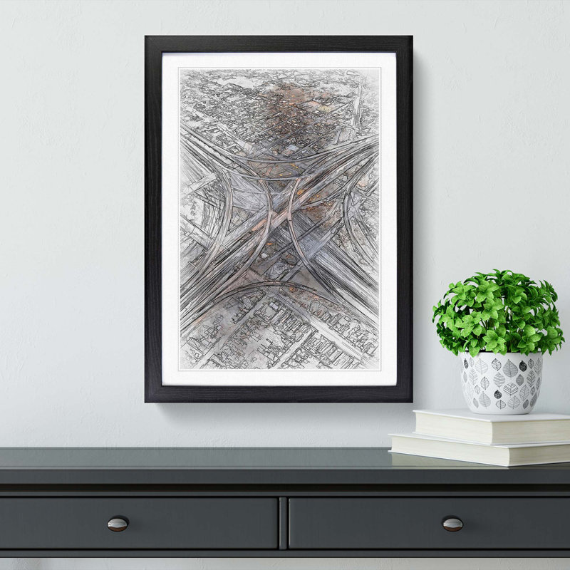 Highways of Los Angeles in Abstract - Picture Frame Graphic Art Print, 36cm H x 27cm W x 2cm D, Black Framed