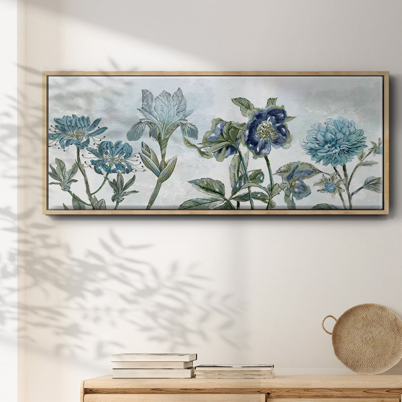 Toiles encadrées rétro bleues, H 20 po x l 50 po