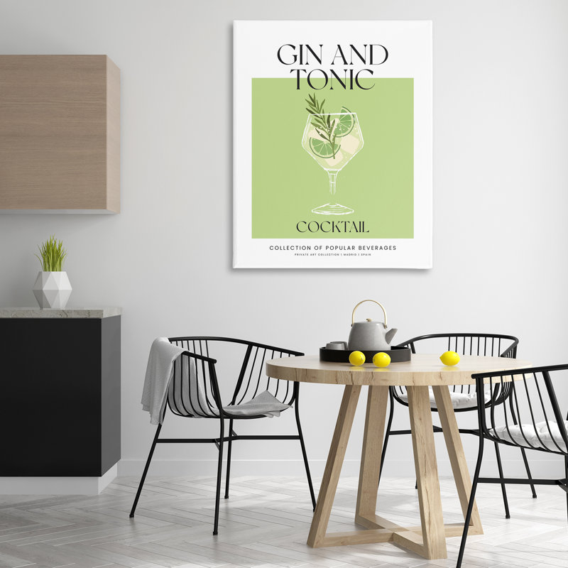 Art mural sur toile Minimal Gin and Tonic, design par Lettré et doublé, H 48 po x l 36 po
