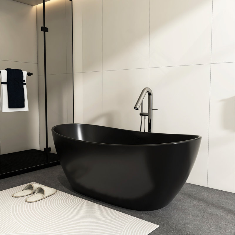 Baignoire de salle de bain autoportante en pierre artificielle 65 pouces