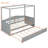 Modern Solid Wood Twin Canopy Bed With Trundle, Space-saving Design