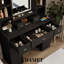 Coiffeuse antique, miroir à DEL, 5 tiroirs, 2 armoires, ports USB, prise de courant, tabouret rembourré, design rétro-110829126