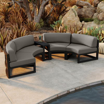 Canapé modulaire d'extérieur courbé Bergeron avec coussins Sunbrella