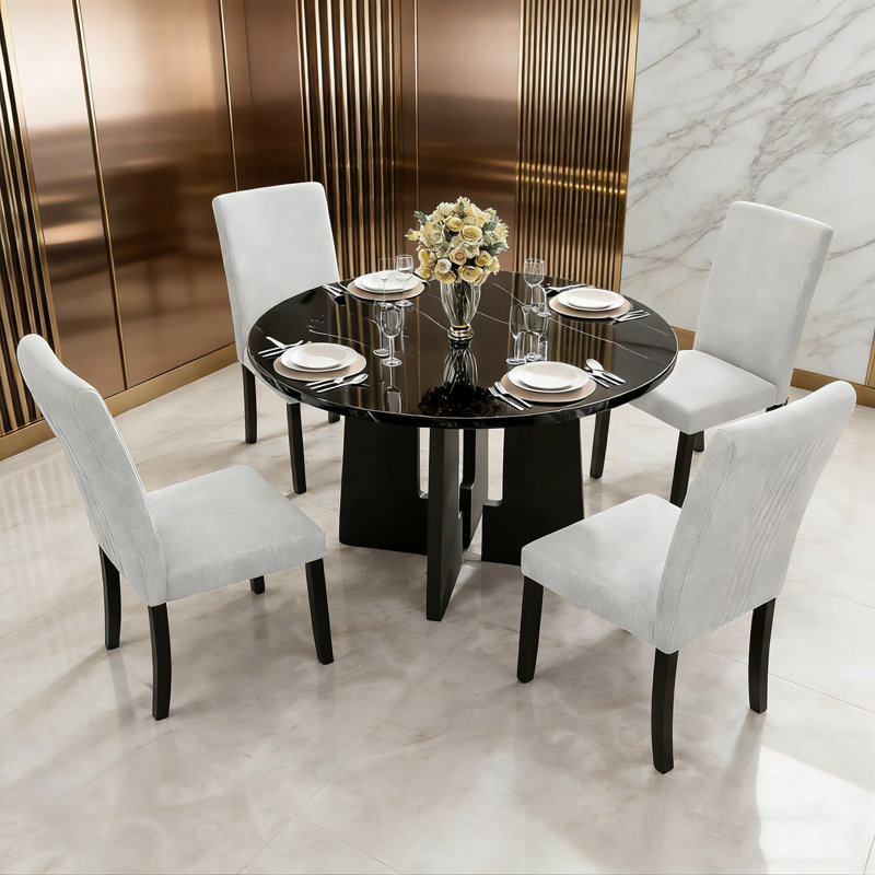Bermuda 5 pièces avec table ronde et 4 chaises, Beige