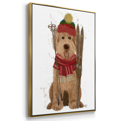 Goldendoodle Ski Dog, reproduction d'art sur toile