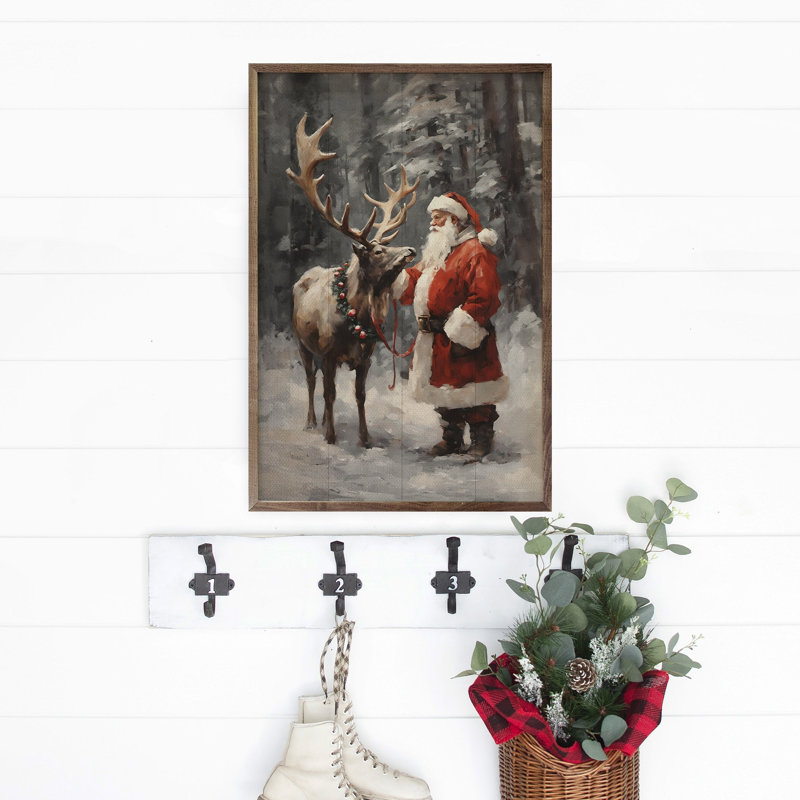 Père Noël et couleur renne, H 16 po x l 10 po