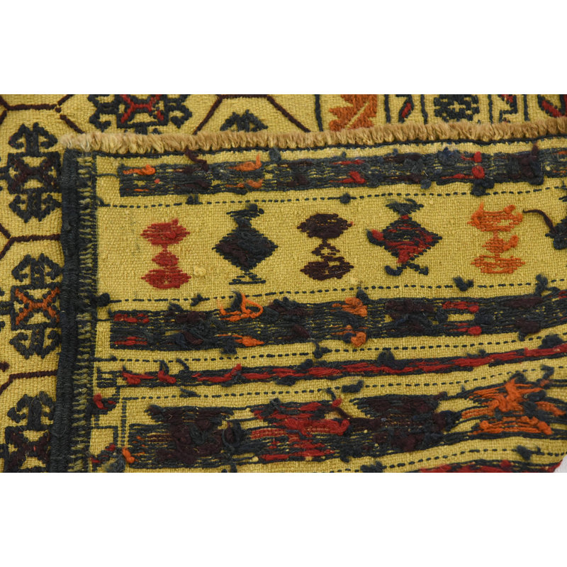 Tapis beige en laine 4 pi x 6 pi 6 po one-of-kind à la main noué la Warminster