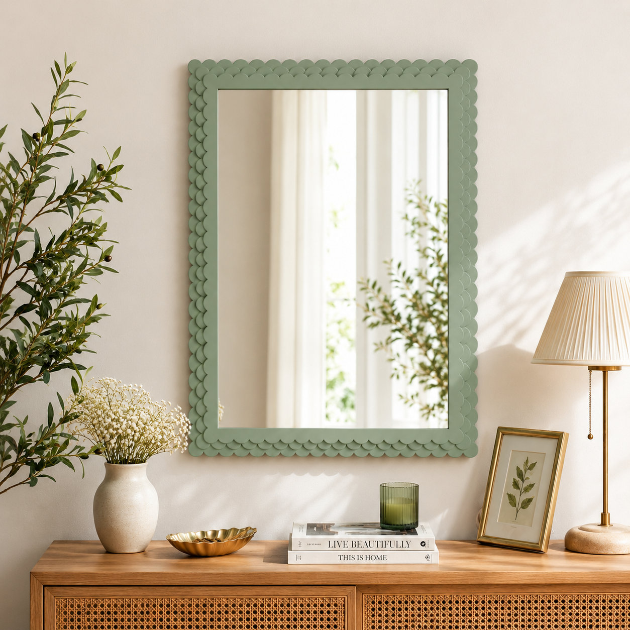 Pastel Scallop Mirror Blue, Green