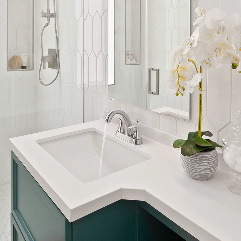 2-handle Bathroom Faucet with Drain Assembly, Silver