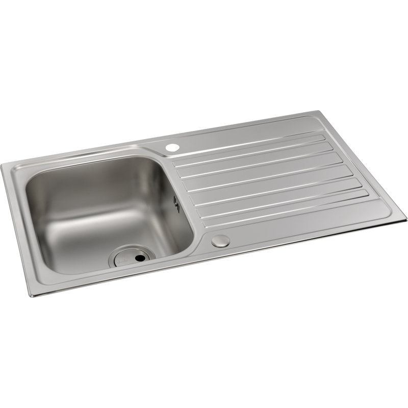 Abode Designs 500mm W Single Bowl Stainless Steel Drop-In Kitchen Sink with 2 Faucet Holes