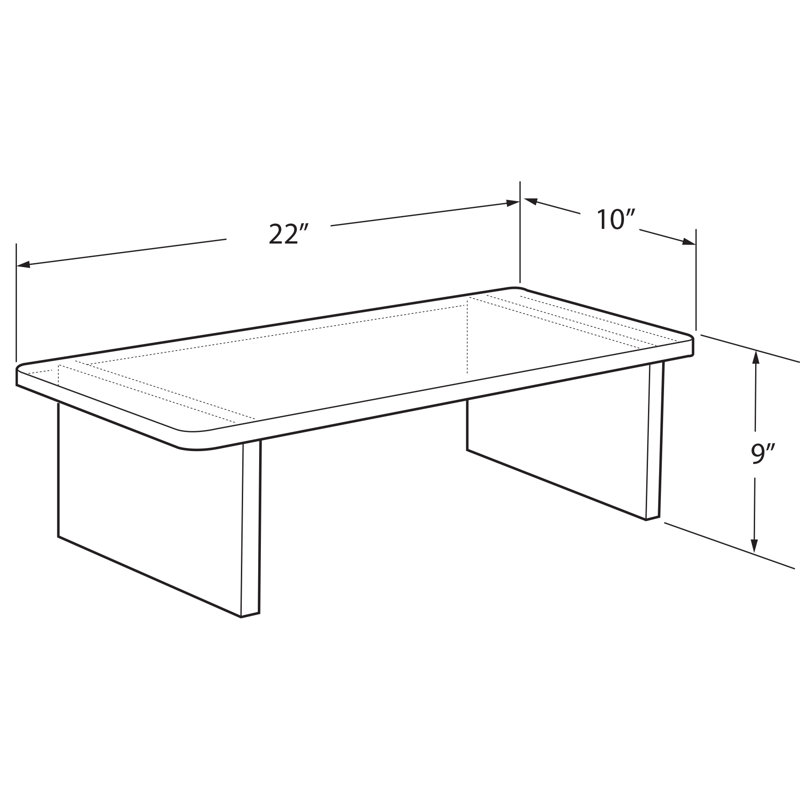 Acrylique transparent l 22 po x P 10 po x H 9 po avec rehausse de luxe de 1/2 po avec pare-chocs