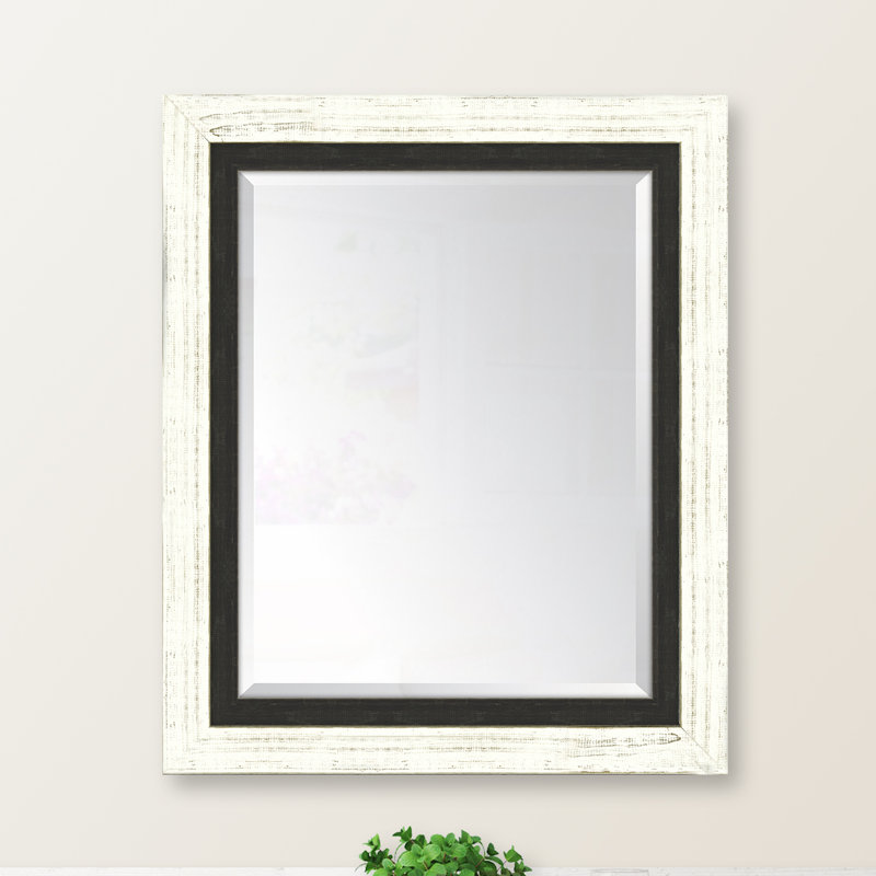 Chilhowie Wood Flat Wall Mirror, 36" H x 30" W, Black