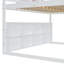 Lit mezzanine en bois pleine grandeur en forme de maison avec tente, blanc et rose-1452420880