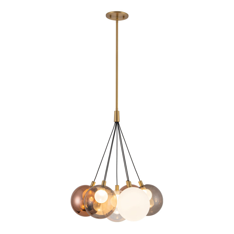 Bolla 17-in Gold dimmable LED Chandelier, Brushed Gold