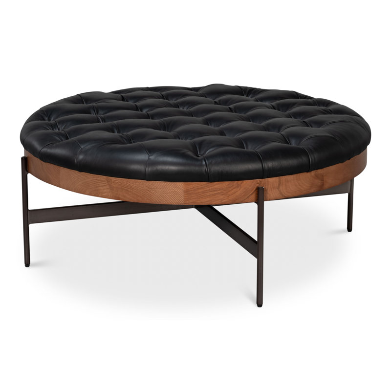 Corbet Round Ottoman, Onyx Black