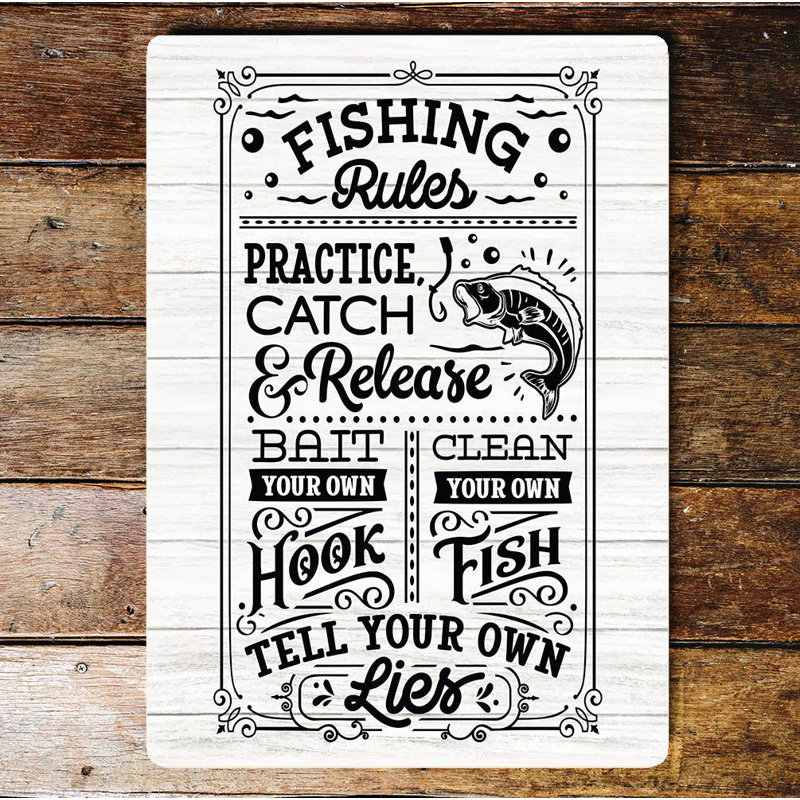 Fishing Rules Wall Décor, 40cm H x 28 cm W