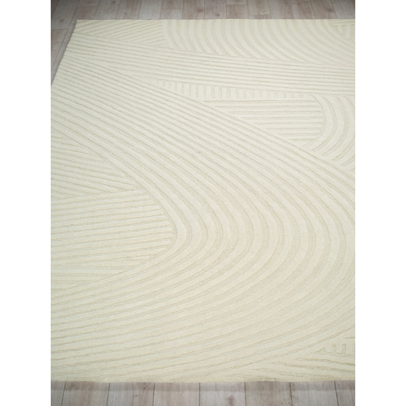 Entro Handmade New Zealand Wool Cream/Ivory Area Rug, Rectangle 14' x 18'