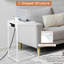 Ensemble de 2 tables d'appoint en forme de C avec station de charge Table de bout blanche avec prise de courant pour salon