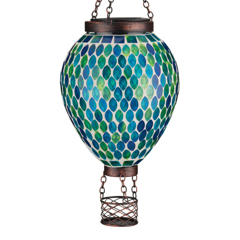 Lanterne solaire à montgolfière mosaïque - bleu, Bleu