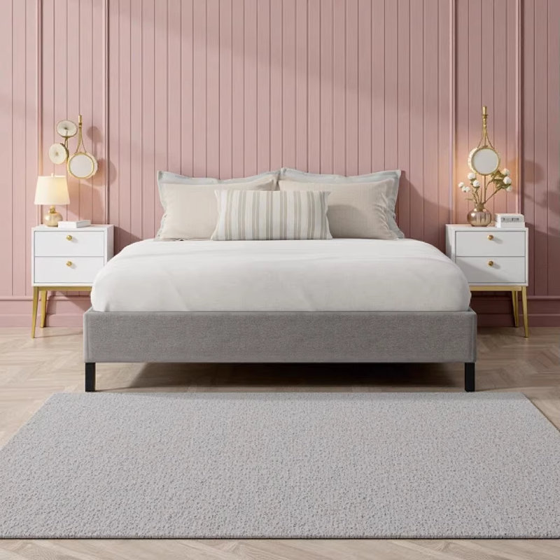 Base de lit double rembourrée noire et grise Omne Sleep - aucun sommier nécessaire, Double