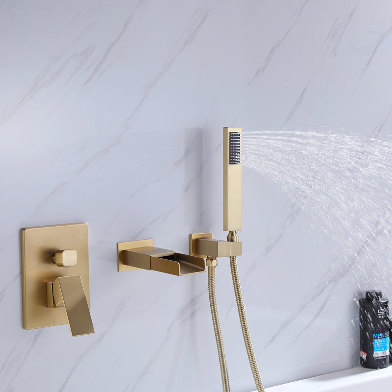 Single Handle Wall Mounted Roman Tub Faucet, Brushed Gold