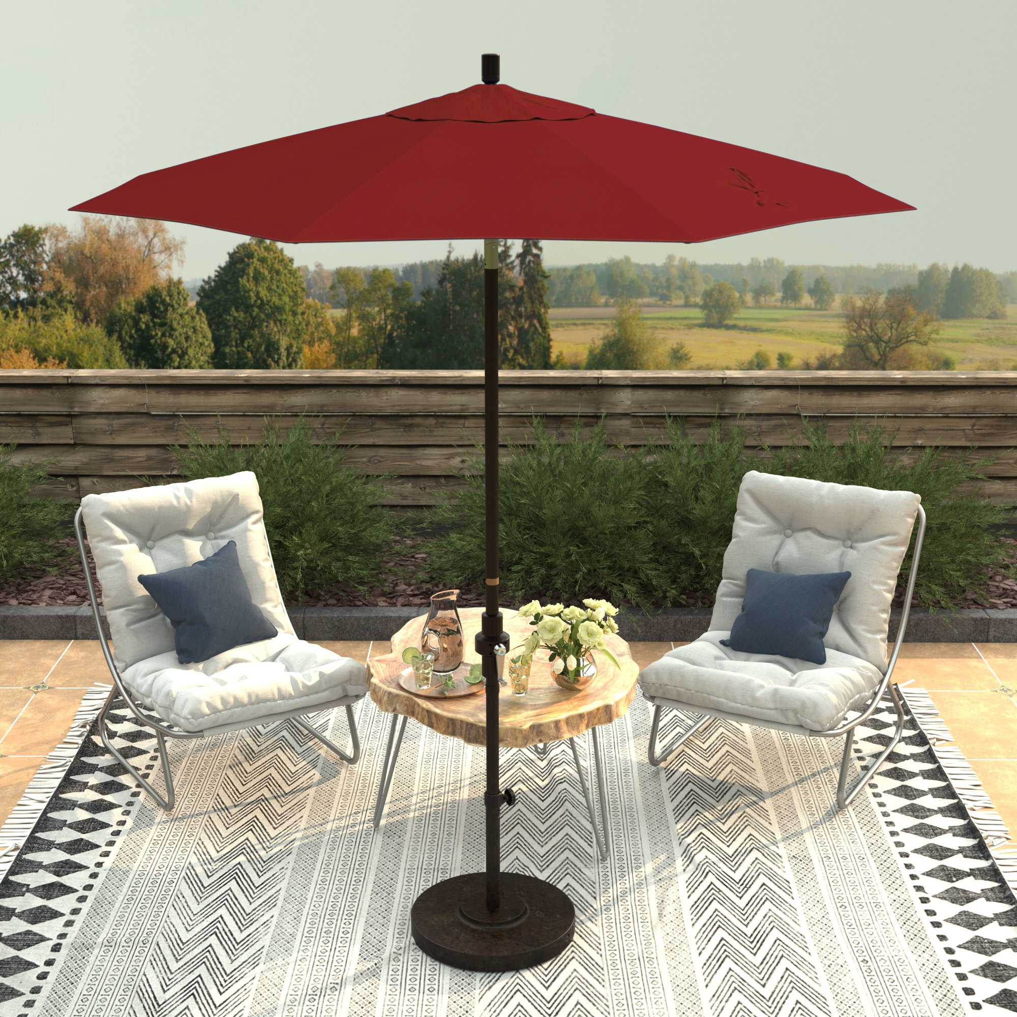 Che 90'' Outdoor Umbrella, Red - Pacifica