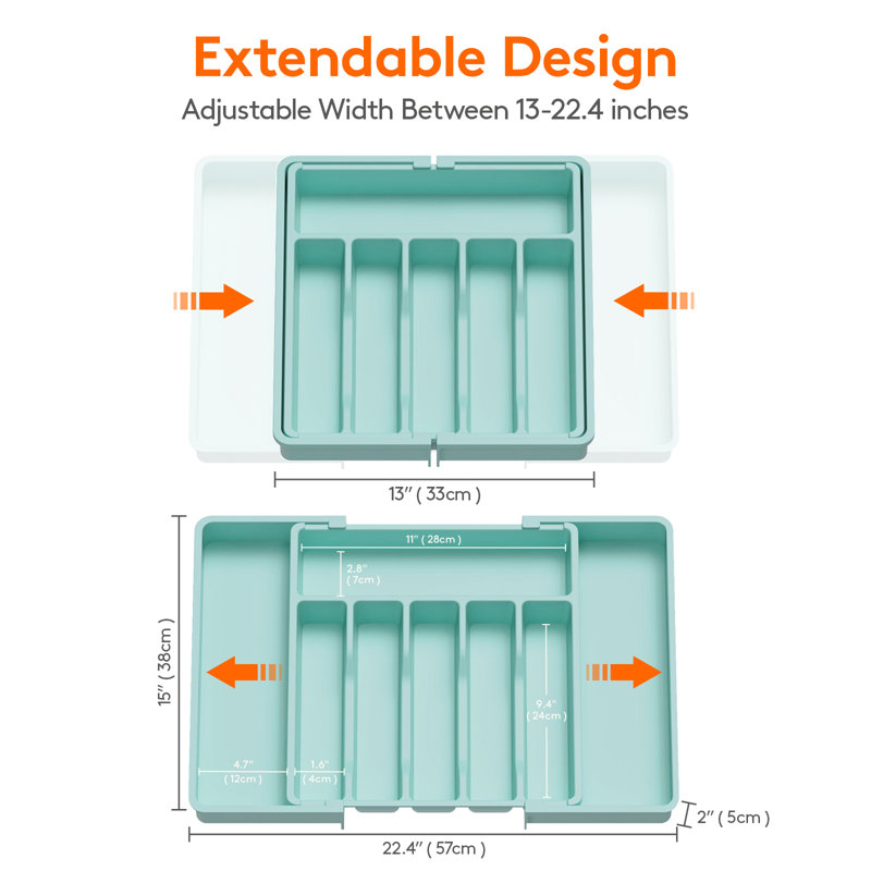 Cutlery Drawer Organiser Large, Extendable Cutlery Tray,8 Compartment, Kitchen Drawer Organiser Utensil Spoons Forks Knives