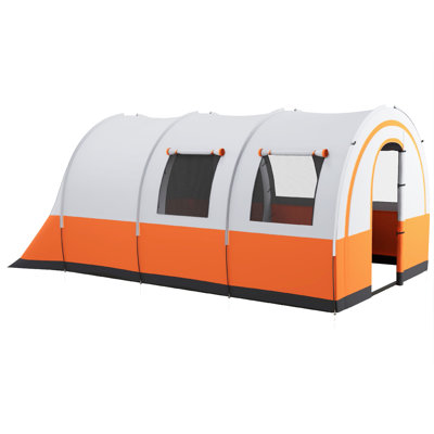 3 Man Camping Tent 480L x 260W x 200H cm Cream and Orange