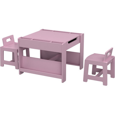 Table d'activités pour enfants 4 en 1, bureau de jeu en bois avec 2 chaises et rangement