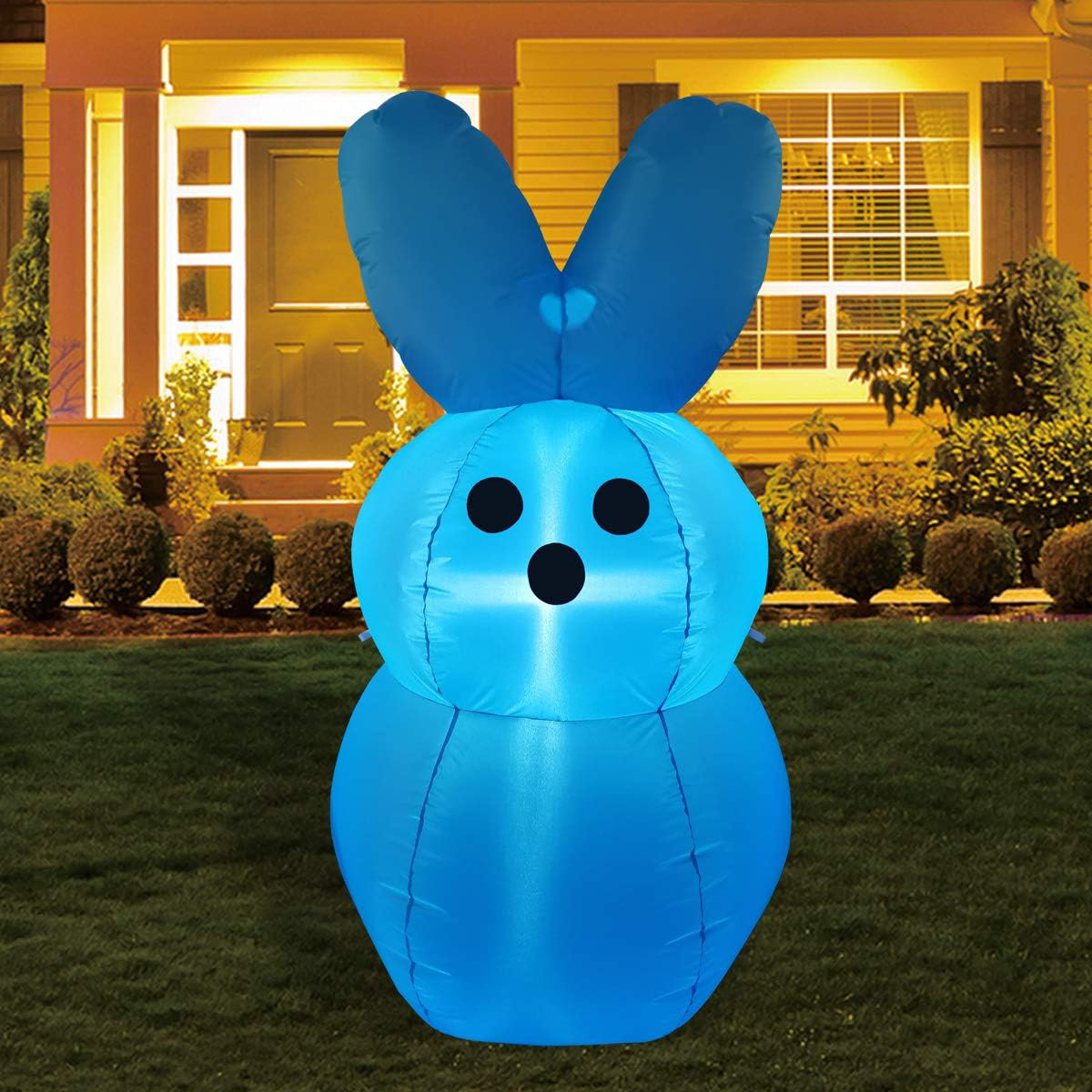 The Holiday Aisle® Easter Inflatable 5 Ft Blue Easter Bunny Inflatables Outdoor Decorations Blow