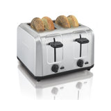 Hamilton Beach® Brushed Stainless Steel 4-Slice Toaster with Extra Wide Slots for Bagels, Shade Selector, Toast Boost, Slide-Out Crumb Tray, Auto-Shutoff and Cancel Button
