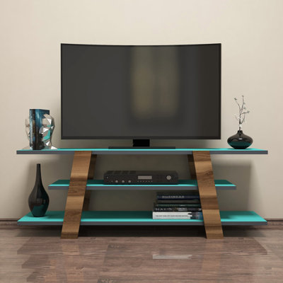 Meuble télé moderne avec option de fixation murale, 47,2 po x 16,5 po x 13,2 po | 100% panneau de particules enduit de mélamine, épaisseur: 0,7 pouce | Plusieurs tablettes pour le rangement, design élégant et fonctionnel pour le salon et les espaces
