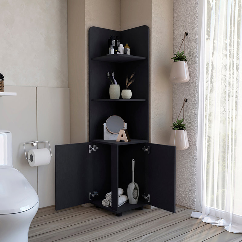 Freestanding Cabinet Kairatu, Bathroom, Black, Black