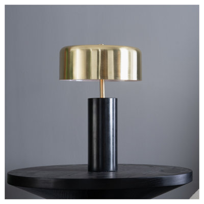 Modern Small Desk Lamp with Gold & White Shade - Easy to Install Bedside Reading Lamp for Office, Bedroom - Black Marble Base, In Stock USA