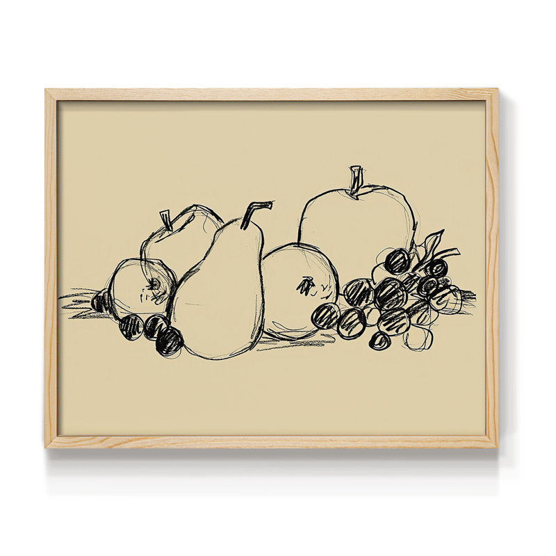 Graphite Fruit II -Framed Print - Restickable, 8" H x 10" W, Natural