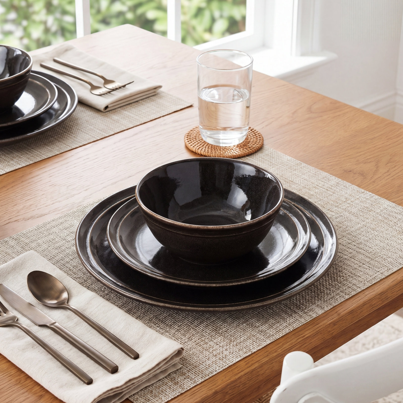 Stoneware Dinnerware Set, Black