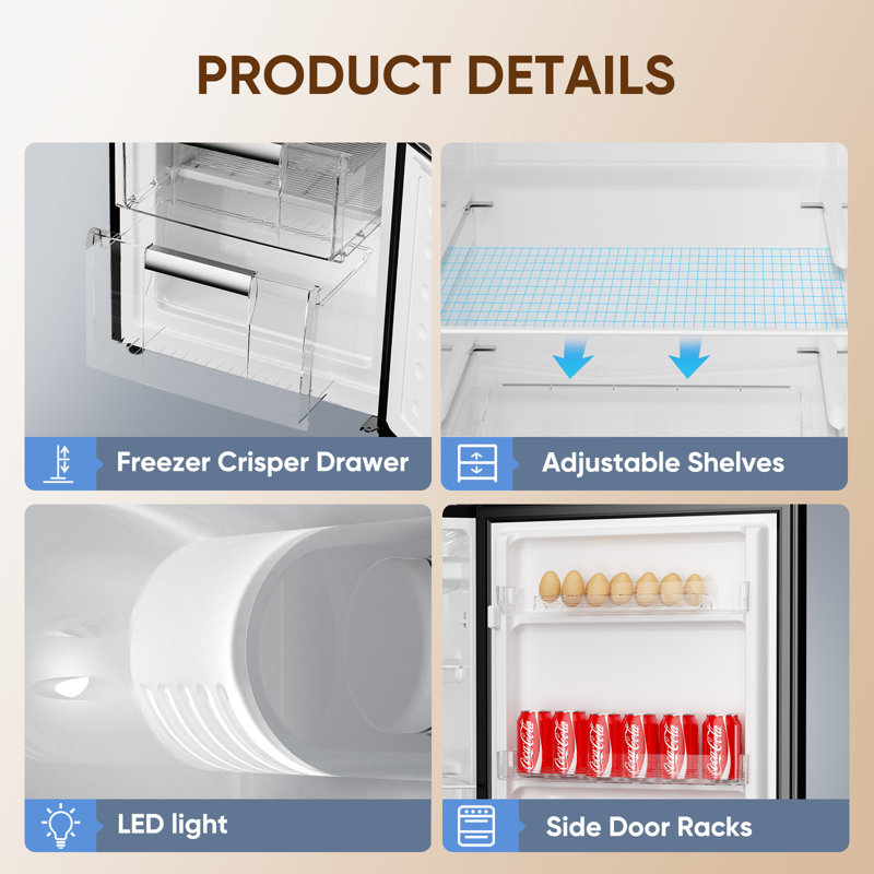 7.1 Cu.Ft Refrigerator With Bottom Freezer,, Black