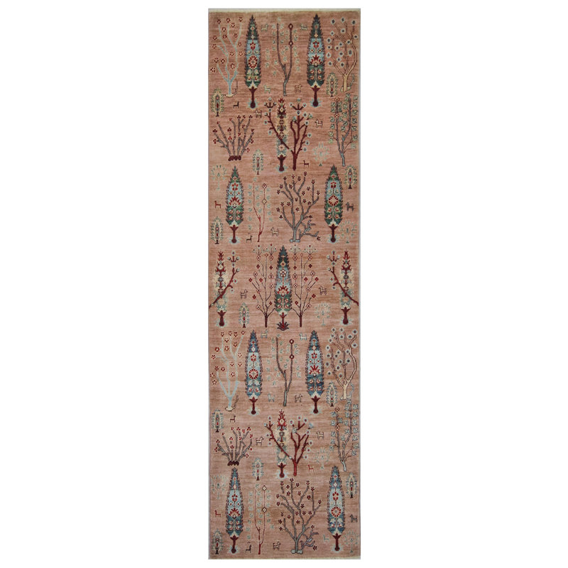 High-Quality Hand-Knotted Pink And Blue Area Rug