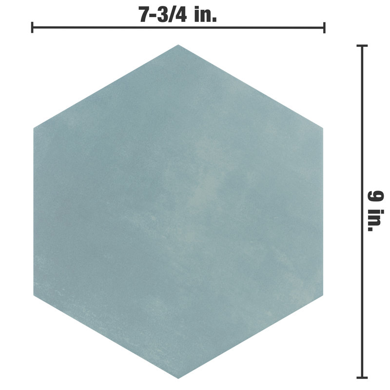 Horizon Hex 7-3/4" x 9"Porcelain Wall & Floor Tile, Aguamarina