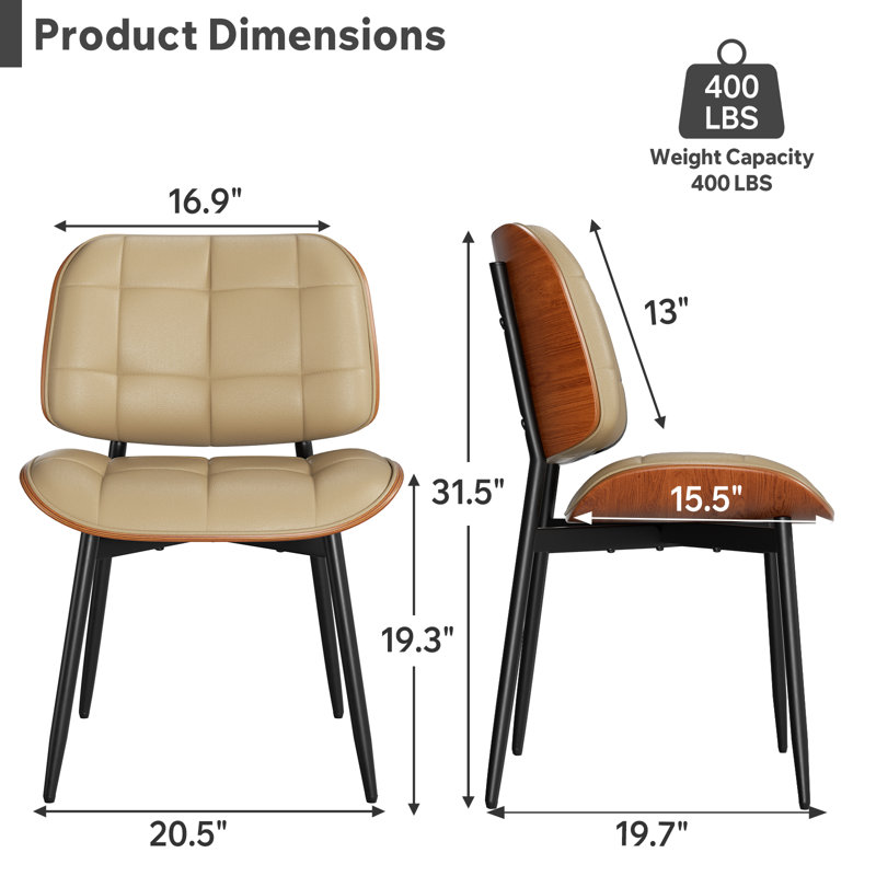 PU Leather Upholstered Dining Chairs With Stitched Detailing And Soft Padding - Perfect Side Chairs For Dining Rooms, Kitchens, And Living Rooms.