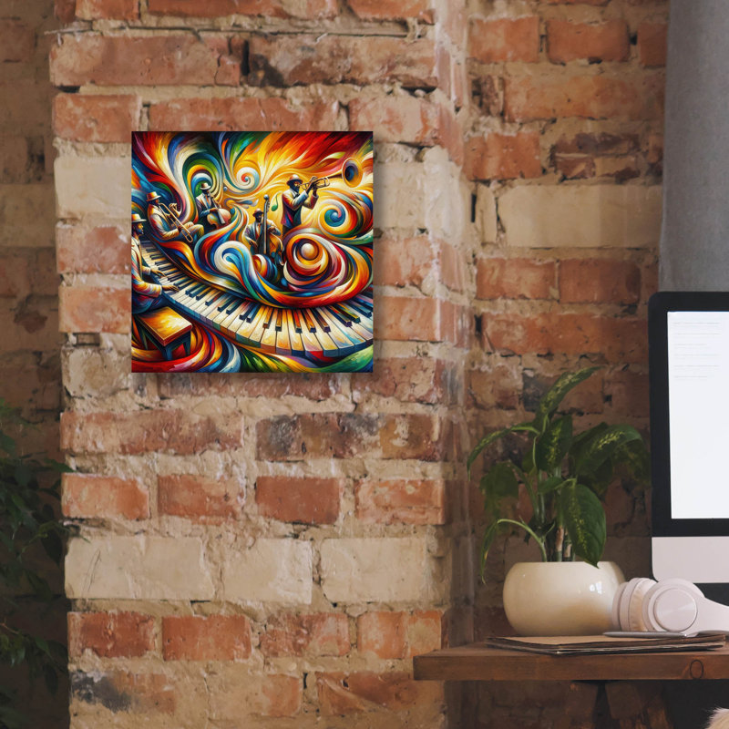 «Jazzplotion 2» par Rich Monet, art mural sur toile, H 12 po x l 12 po x P 0,75 po