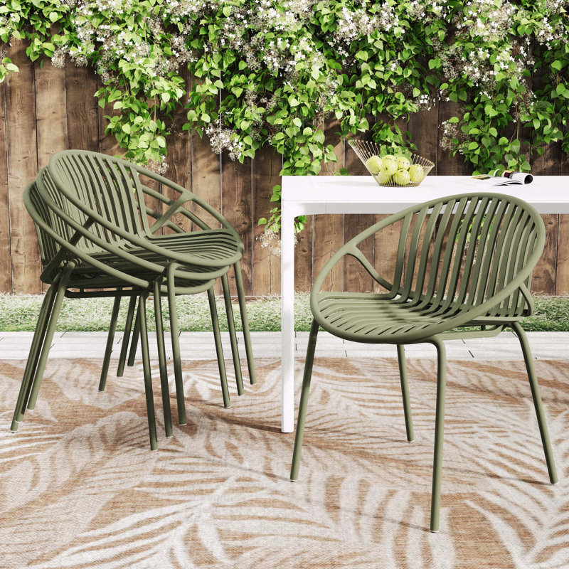 Stackable Patio Dining Chair Breathable PP Material